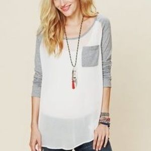 Free People Sheer White Baseball Long-sleeve